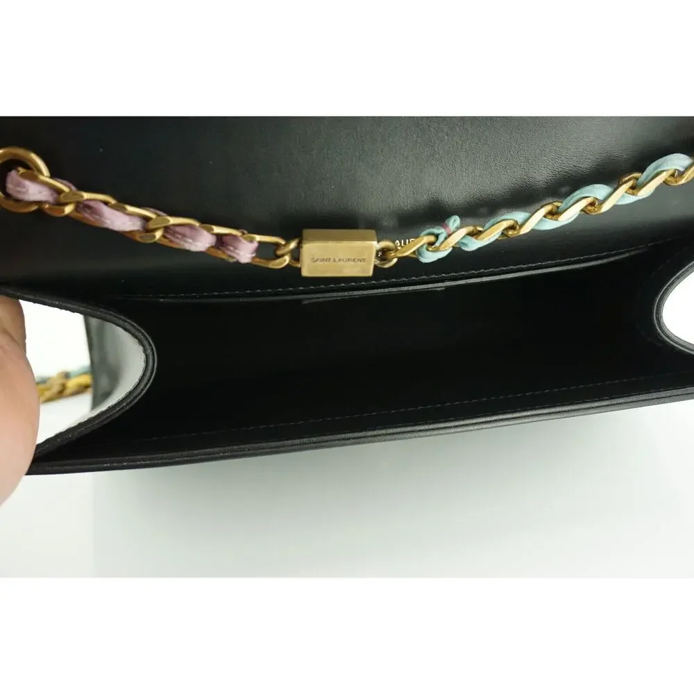 Saint Laurent Black Kate Medium Monogram Chain Leather Bag $2190 YSL Logo